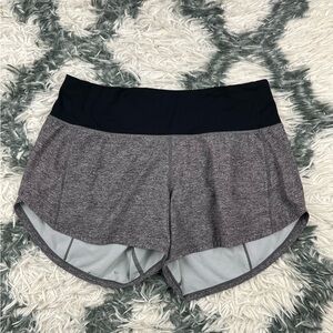 Lululemon Women’s Speed Up LR Shorts Lined Heather Gray Black Size 4 Tall